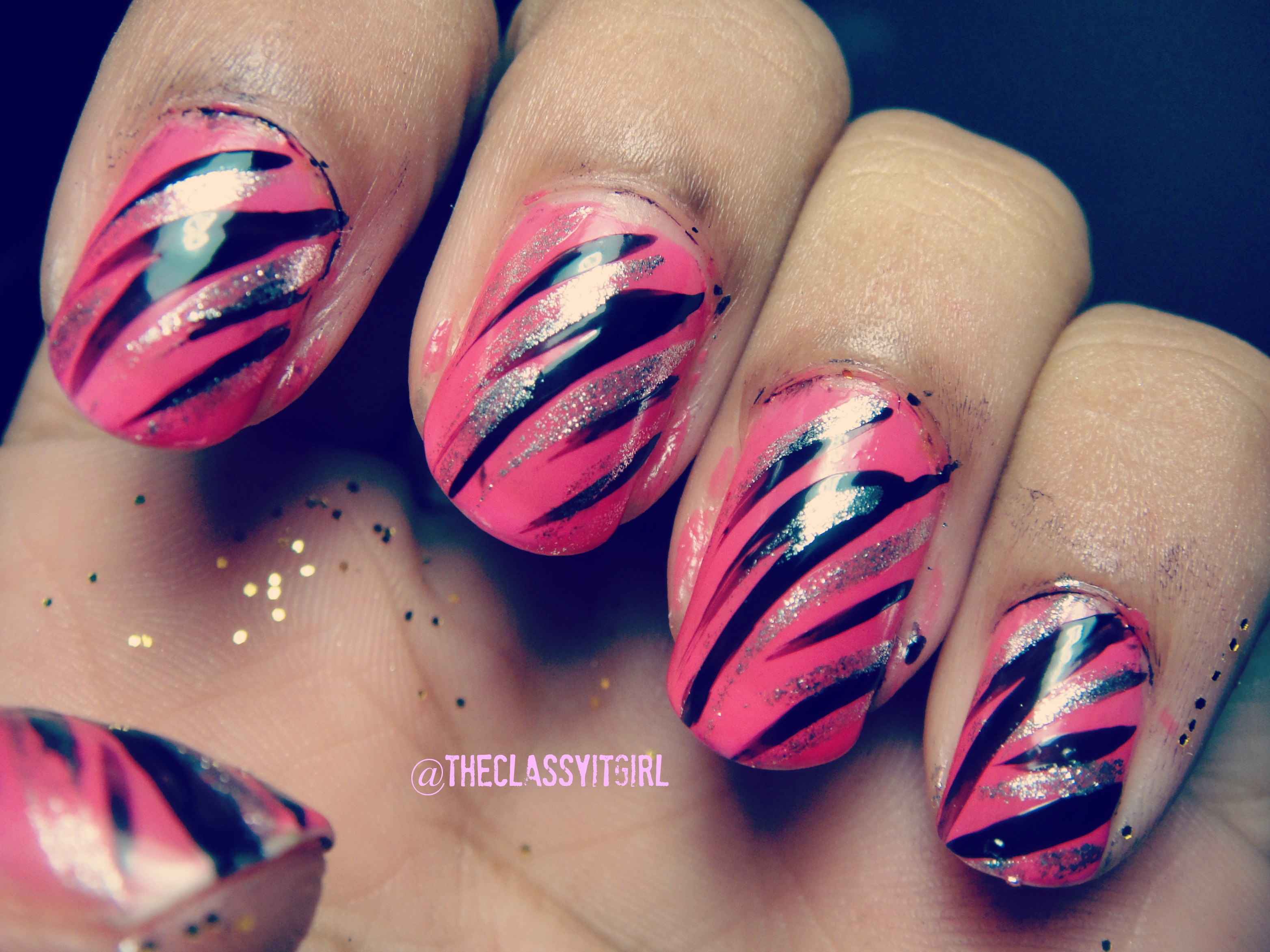 Hot Pink Zebra Print Nails~